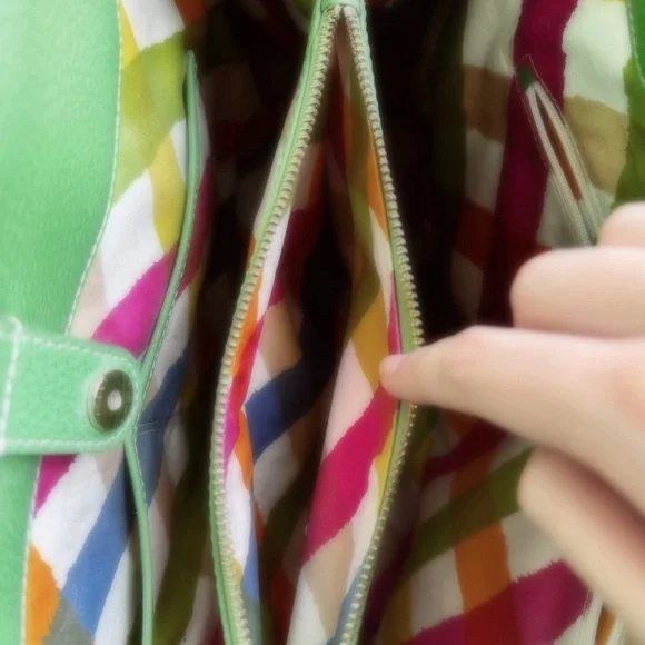 Kate Spade - Green Bag with Plaid Inside - Picture 6 of 13